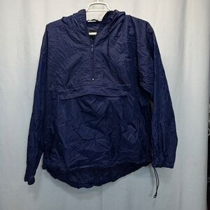 BRITCHES Mens Navy Blue Lightweight Hooded Anorak Pullover Jacket XL Packable